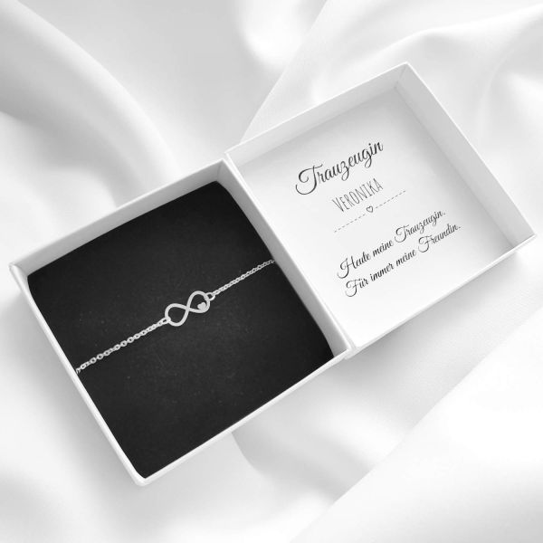 Trauzeugin Armband Infinity Edelstahl - Geschenkbox personalisiert