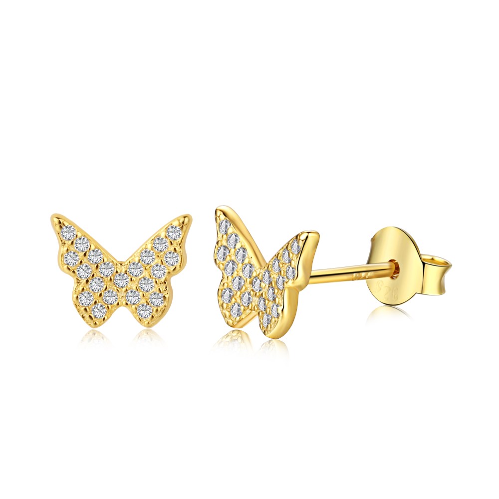 Schmetterling Ohrstecker gold Zirkonia | SR Jewelry | Ohrstecker