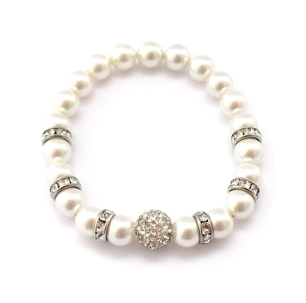 Perlenarmband ivory Armband Perlen Strass Glitzer